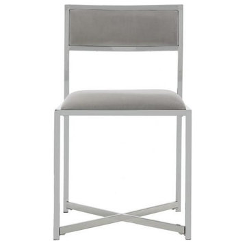 Menken Chrome Side Chair Grey Safavieh