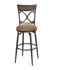 Fashion Bed Group - Montgomery Bar Stool Cocoa Microfiber Swivel-Seat Blacken Bronze Frame, 30" - Bar Stools and Counter Stools