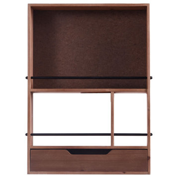 Wall Shelving Unit Double Shelf And Drawer Storage Capabilities