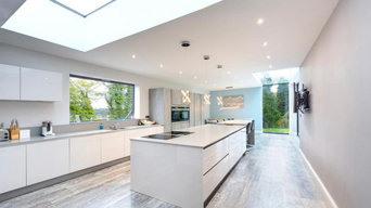 Comet Putty Pearl Grey With Gloss White Kitchen