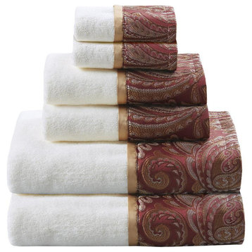 100% Cotton 6 Piece Jacquard Towel Set, MP73-7450