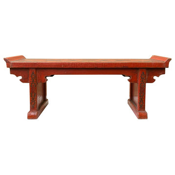 Chinese Distressed Red Treasures Graphic Rectangular Stand Display Hws1900
