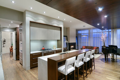 Example of a trendy kitchen design in Calgary