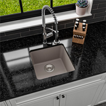 Karran Undermount Quartz Composite 17" Bar Single Bowl Sink, Concrete