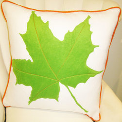 Fall Slipcover for 22"x 22" pillow- Verdant Leaf - Decorative Pillows