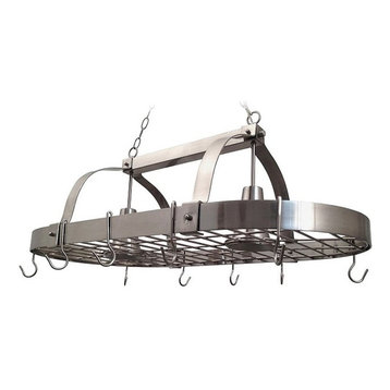 Elegant Designs Brushed Nickel 2-Light Kitchen Pot Rack With Downlights