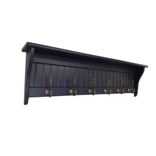 Black Wall Shelf w/ Hooks