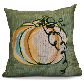 Pumpkin Fest Geometric Print Pillow, Green, 16"x16"