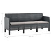 Vidaxl 3-Seater Garden Sofa With Cushions Anthracite Pp