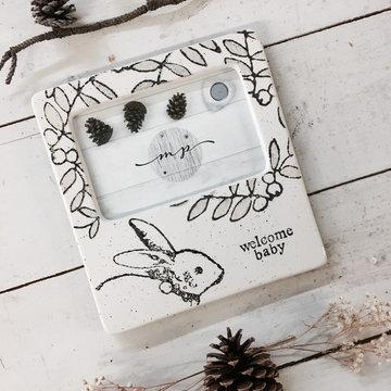 Welcome Baby Bunny Ceramic Tabletop Photo Frame