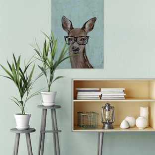 "Brown Hippie Deer II" Painting Print on Wrapped Canvas