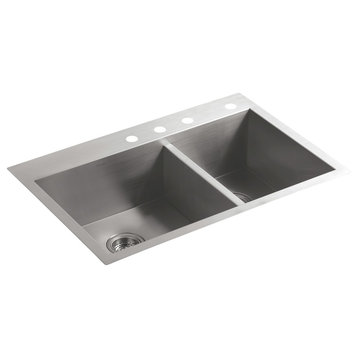 Kohler K-3823-4 Vault 33" Double Basin Top-Mount/Under-Mount - Stainless Steel