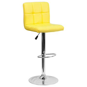 Flash Furniture Contemporary Yellow Quilted Vinyl Adjustable H Bar Stool