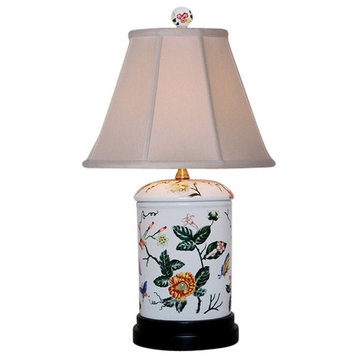 Round Floral Jar Table Lamp 20"