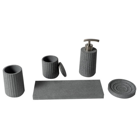 ALFI brand ABCO1001 5-Piece Solid Concrete Gray Matte Bathroom Accessory Set