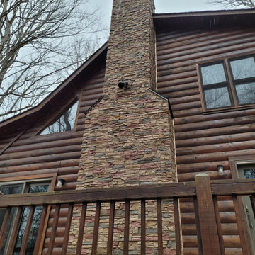 Desert Sunrise Stacked Stone Chimney Remodel