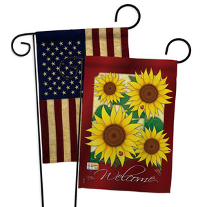 Welcome Sunflowers Bouquet-USA Vintage-Applique Garden Flags Pack-GP104091-BOAA