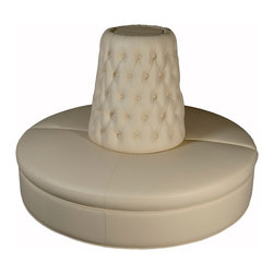 Cream Faux Leather Circle Borne Settee Sofa - Products
