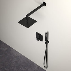 LUSSO STONE NOIR MIA MATT BLACK SHOWER SET WITH THERMOSTATIC VALVE AND HAND-HELD - Products