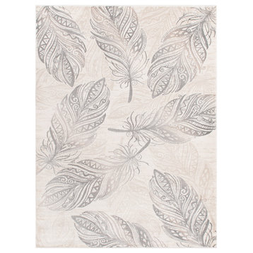 Brentwood Feather  Contemporary Area Rug, Cream, 5'3"x7'3"