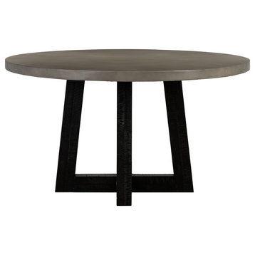 Chester Modern Concrete and Acacia Round Dining Table