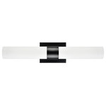 Linea di Liara - Perpetua LED 22" Bathroom Vanity Light With End Caps, Black - Updated with endcaps for 2019! Ideal as a bathroom vanity light, hallway or room lights, the Perpetua 22 inch LED modern bathroom light is a best-selling vanity light with top customer reviews and ratings. The Perpetua features white glass cylinder shades and perforated endcaps that hide the bright warm white integrated LED light strip.