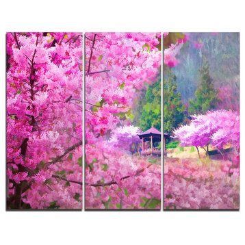 "Japanese Cherry Flowers" Canvas Art Print, 3 Panels, 36"x28"