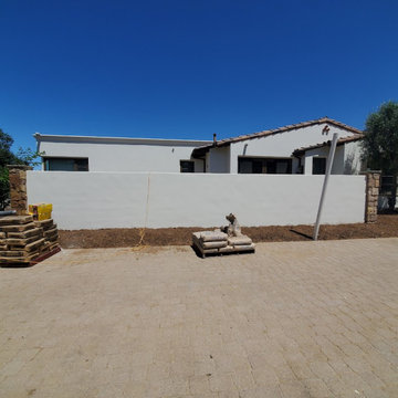 free standing wall and santa barbara stucco