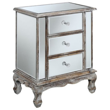 Pemberly Row 3-Drawer Modern Fir Wood/Mirror End Table in White