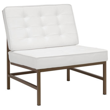 Ashlar Modern Metal Frame and Blended Leather Square Accent Chair