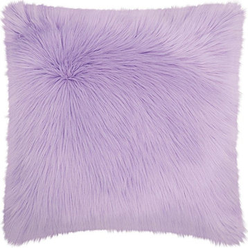 Mina Victory Fur Remen Faux Fur Pillow, Lavender, 22"x22"