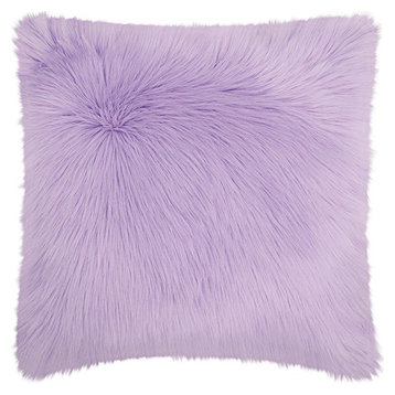 Mina Victory Fur Remen Faux Fur Pillow, Lavender, 22"x22"