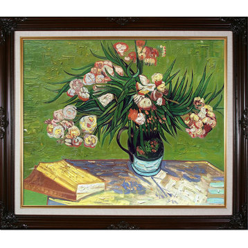 Majolica Jar with Branches of Oleander, 1888, Vintage Cherry Frame 20"x24"