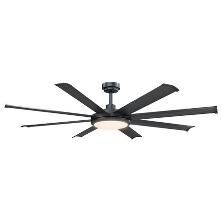 60 in  Modern Ceiling fan with 8 Blades, Remote Control in Matte Black