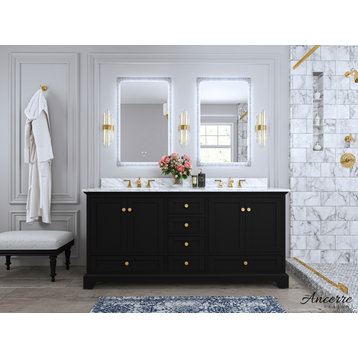 Audrey Vanity Set, Black Onyx, 72", Gold Hardware, No Mirror