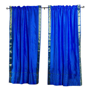 Purple Rod Pocket Sheer Sari Curtain Drape Panel Pair