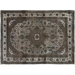 Bareens Designer Rugs - Antique Vintage Distressed Silas Gray/Ivory Wool Rug  - 7'8" x 11'0" - A mesmerizing addition to any decor, this brand-new hand knotted vintage wool rug featuring vibrant colors and a traditional design is made by skilled artisans capable of creating the most exceptional Persian knotted rugs. Harnessing the natural energy of the sun, each rug is organically neutralized from its original color, distressed and then saturated in an infusion of a bold vibrant color pallet to give it a fresh perspective and modern appeal. This masterpiece draws its inspiration from traditional and timeless rug designs, which provides both harmony and contrast bringing a phenomenal twist in any decor. An intricate design and exquisite coloration make this wool rug a standout piece for any room.