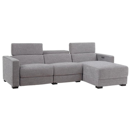 Zara Power Reclining Sectional, Light Gray