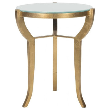 Ormond Accent Table - Gold, White Glass Top