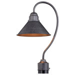 Vaxcel - Outland 10" Outdoor Post Light Aged Iron and Light Gold - Designed with stately, yet rustic sophistication, the Outland collection is a solid choice for your outdoor space. The textured, aged-iron finish gives this barn light a warm and inviting elegance, and the gold finish inside shade adds to the charm. This fixture is dark-sky compliant and will complement any industrial, cottage, modern country, or farmhouse style home. This gooseneck post light mounts on a 3 inch diameter post (not included). Ideal for illuminating your yard, driveway, or any other area of your home.