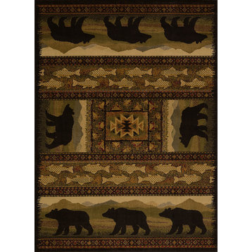 United Weavers Affinity Black Bears Lodge Rug, Lodge (750-01943), 1'10"x3'0"