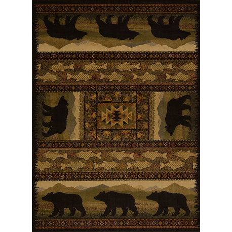 United Weavers Affinity Black Bears Lodge Rug, Lodge (750-01943), 1'10"x3'0"