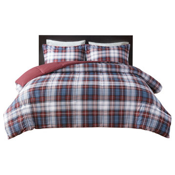 Madison Park Essentials Parkston Moisture Management Plaid Comforter Set, Red, K
