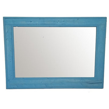 Aqua Herringbone Style Vanity Mirror, 36"x30"