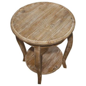 Alaterre Furniture Rustic Reclaimed Round End Table in Driftwood