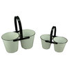 Rustic Black and White Metal Double Planters Set of 2