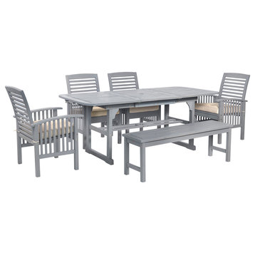 6-Piece Classic Outdoor Patio Dining Set, Gray Wash