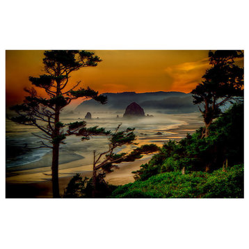 Nicholas Bielemeier Sunrise At Haystack Rock Art Print, 30"x45"