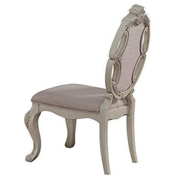 ACME Ragenardus Side Chair, Set-2, Fabric and Antique White