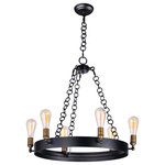 Maxim - Noble 6-Light Chandelier, Black/Natural Aged Brass - This Noble 6-Light Chandelier from Maxim has a finish of Black / Natural Aged Brass and fits in well with any Transitional style decor.